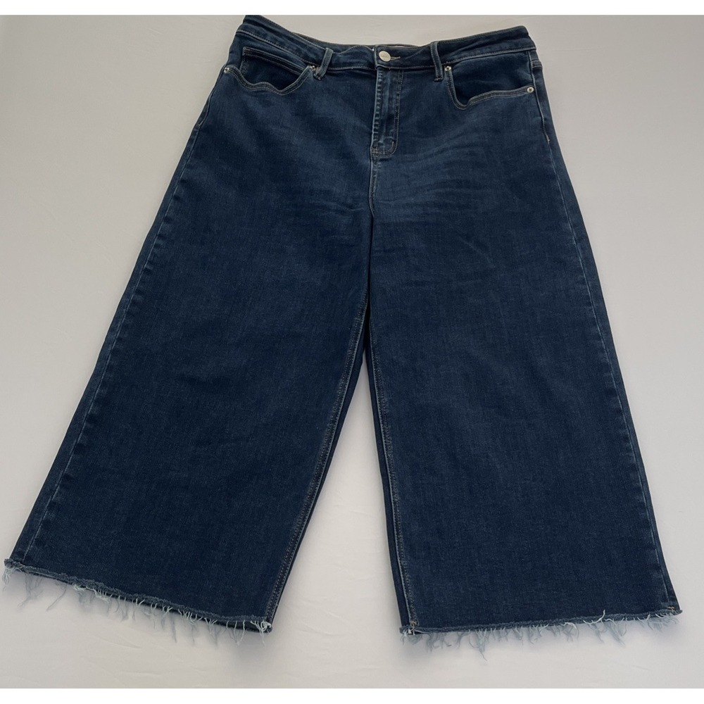 Mica Los Angeles Womens Wide-Leg Crop Fringe Hem Jeans Blue 32 MDP-W3471